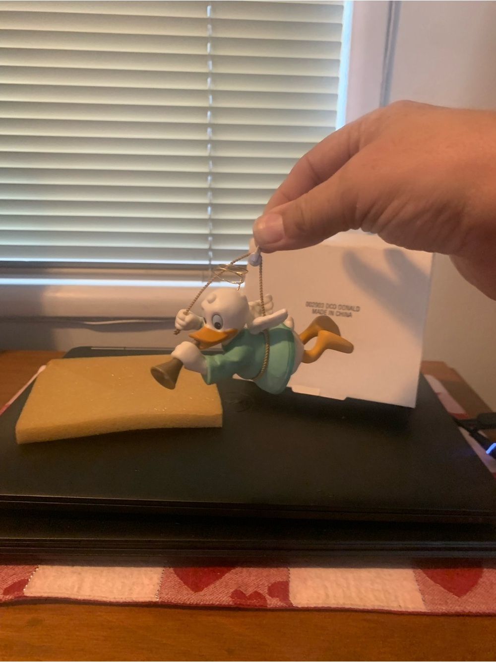Grolier Donald Duck Ornament in Teal and Yellow - Decorative Pet Bird Accessory